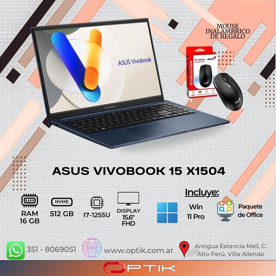 ASUS VIVOBOOK 15 X1504 /15.6/I7-1255U/16GB/512GB PCIE