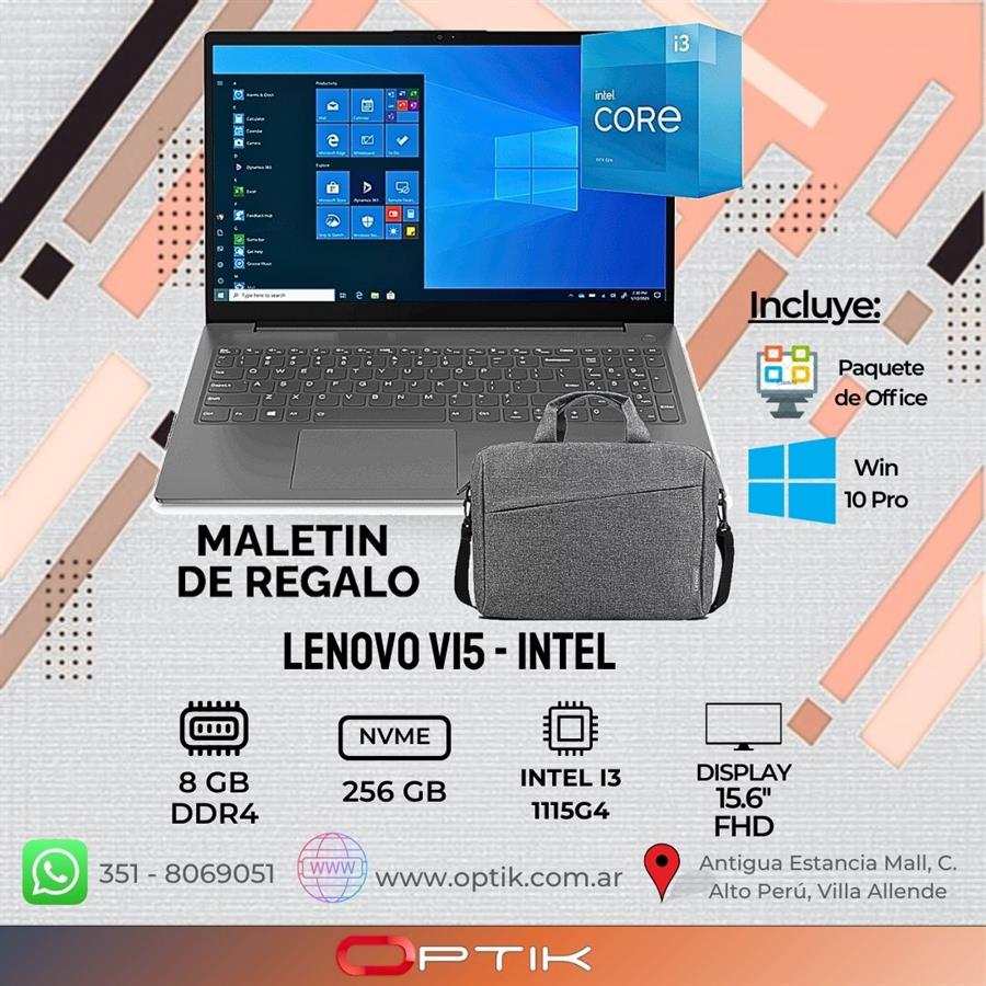 LENOVO V15 I3-1115G4/8GB RAM/256GB SSD /15.6" FHD/UK (MALETIN DE REGALO)