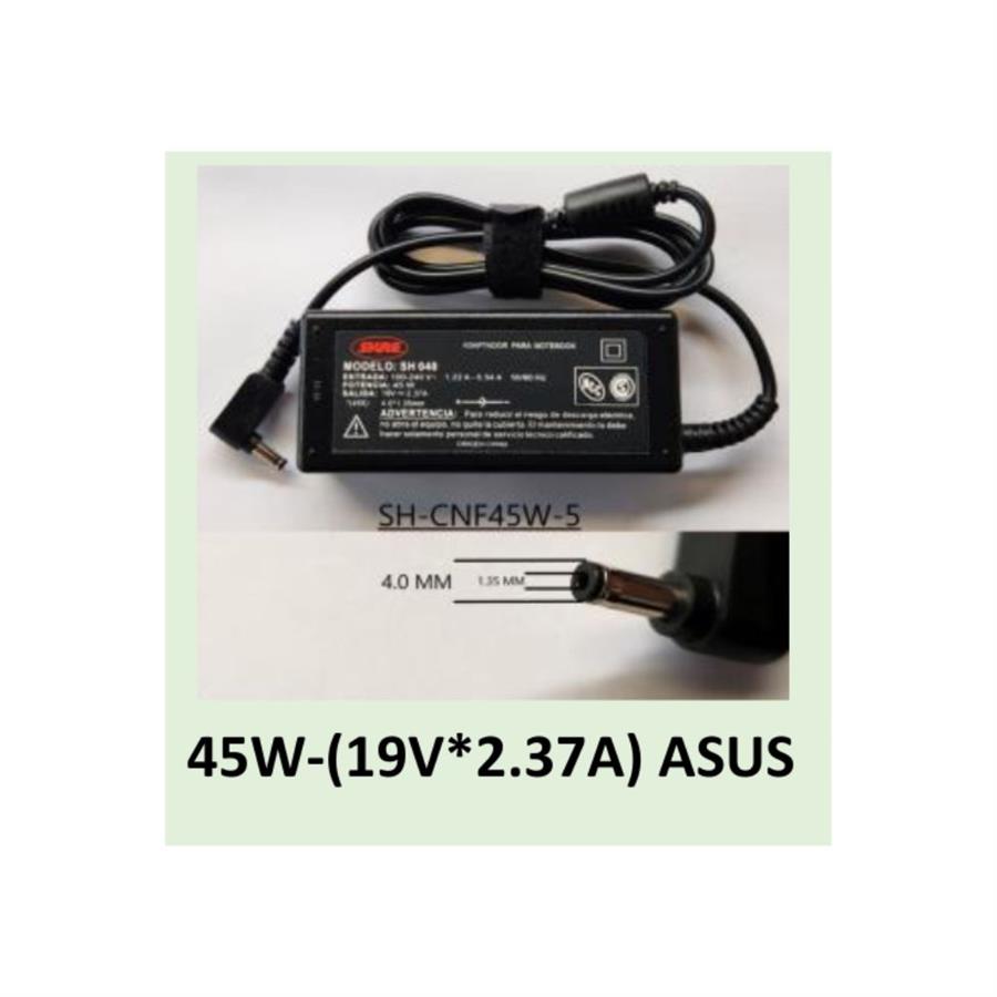 CARGADOR NOTEBOOK SH-CNF45W-5 ASUS -19V/2,37A - 4.0 X 1.35 MM