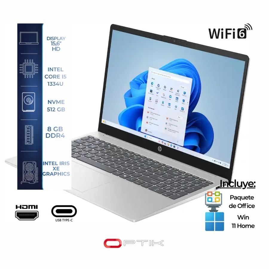 Notebook HP 15-FD0250WM/ INTEL I5-1334U/8GB RAM/ 512GB NVME/ WIN11H