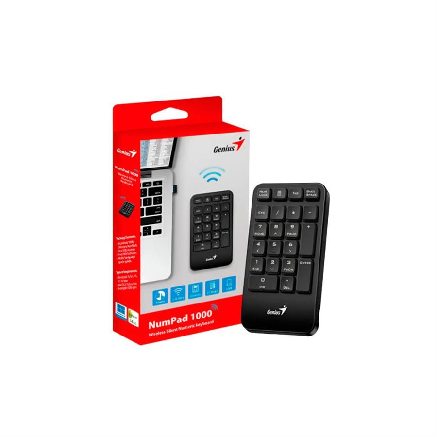 TECLADO WIRELESS NUMERICO NUMPAD 1000,BLK,2.4GHZ GENIUS