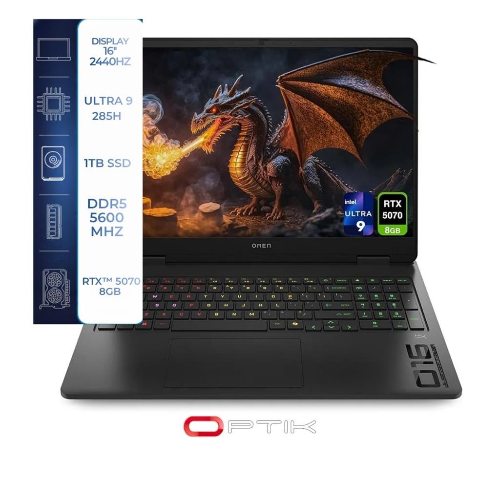 Notebook HP OMEN 16-AN0119NR ULTRA 9 285H/16GB/1TB SSD/16" 240HZ RTX™ 5070 8GB W11