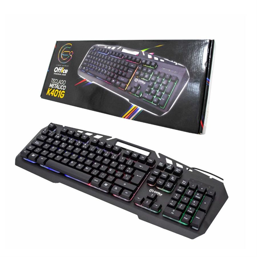 TECLADO USB GAMER METALICO OFF-K401G RETROILUMINADO OFFICE