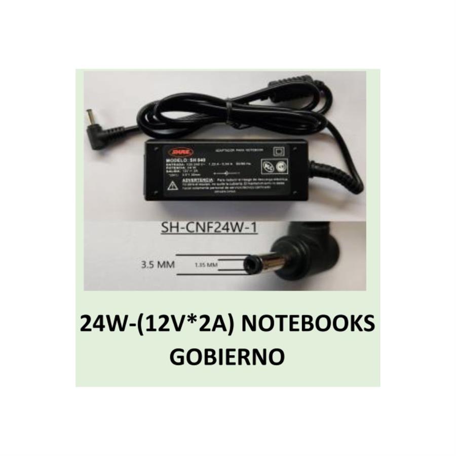 CARGADOR NOTEBOOK SH-CNF24W-1 BANGHO/CX/NOTEBOOK GOBIERNO 12V/2A 3.5X1.35MM