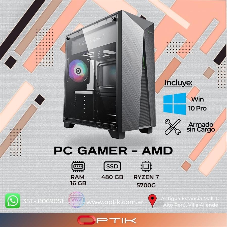 PC AMD Ryzen 7 - 16GB RAM - 480GB SSD - GABINETE RGB