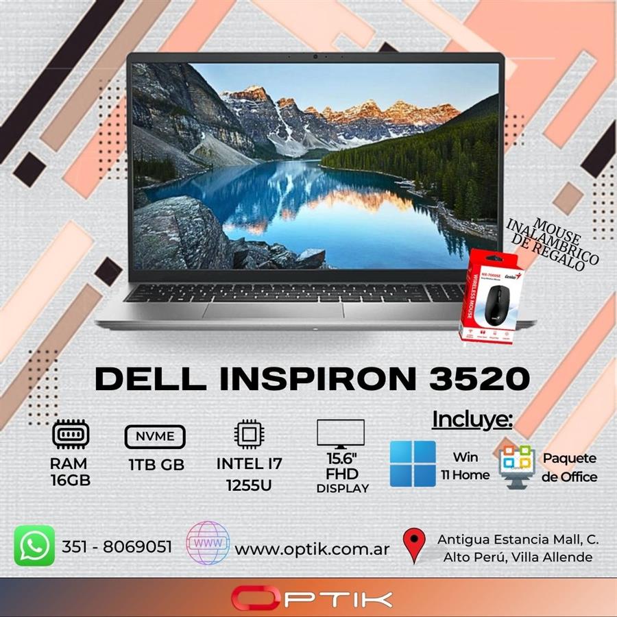 DELL INSPIRON 3520 I7-1255U/16GB/1TB SSD/15.6" FHD/WIN11/CARBON BLACK