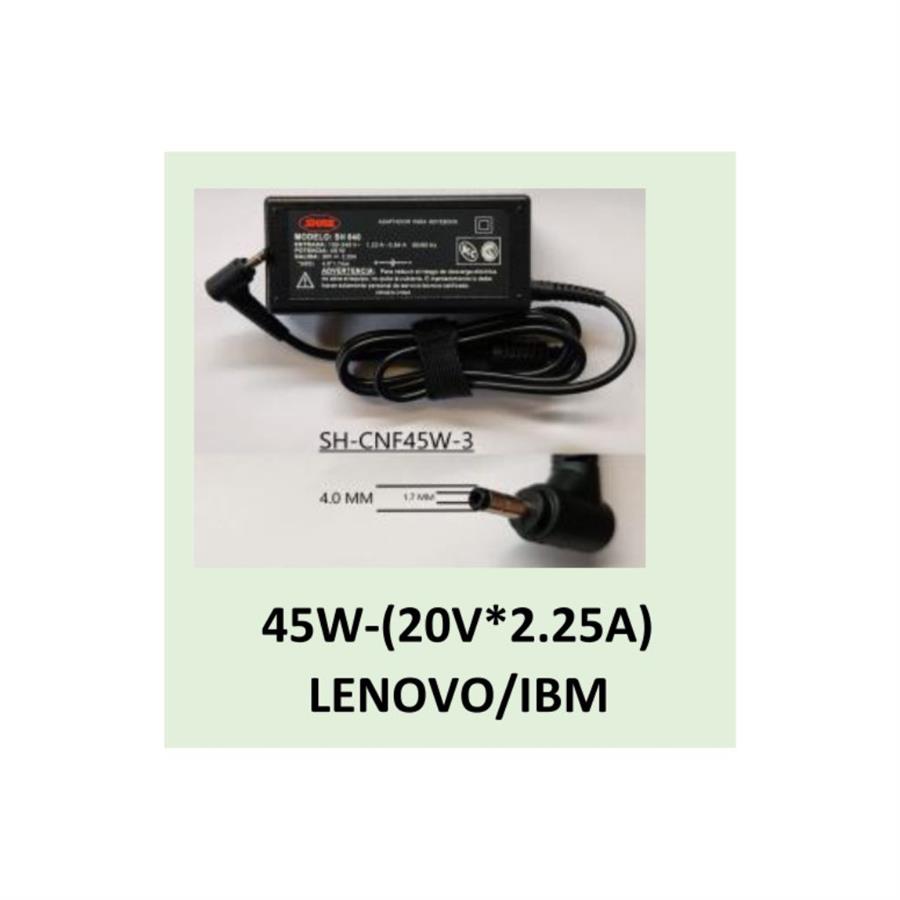 CARGADOR NOTEBOOK SH-CNF45W-3 LENOVO/IBM - 20V/2,25A 4.0X1.7MM