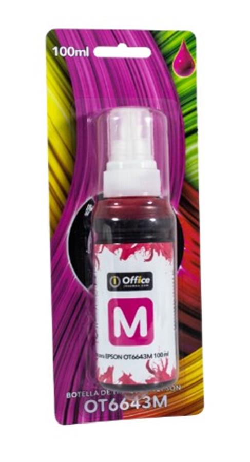 Botella de Tinta P/EPSON 100CC MAGENTA EN BLISTER OT6643M CON APLICADOR OFFICE