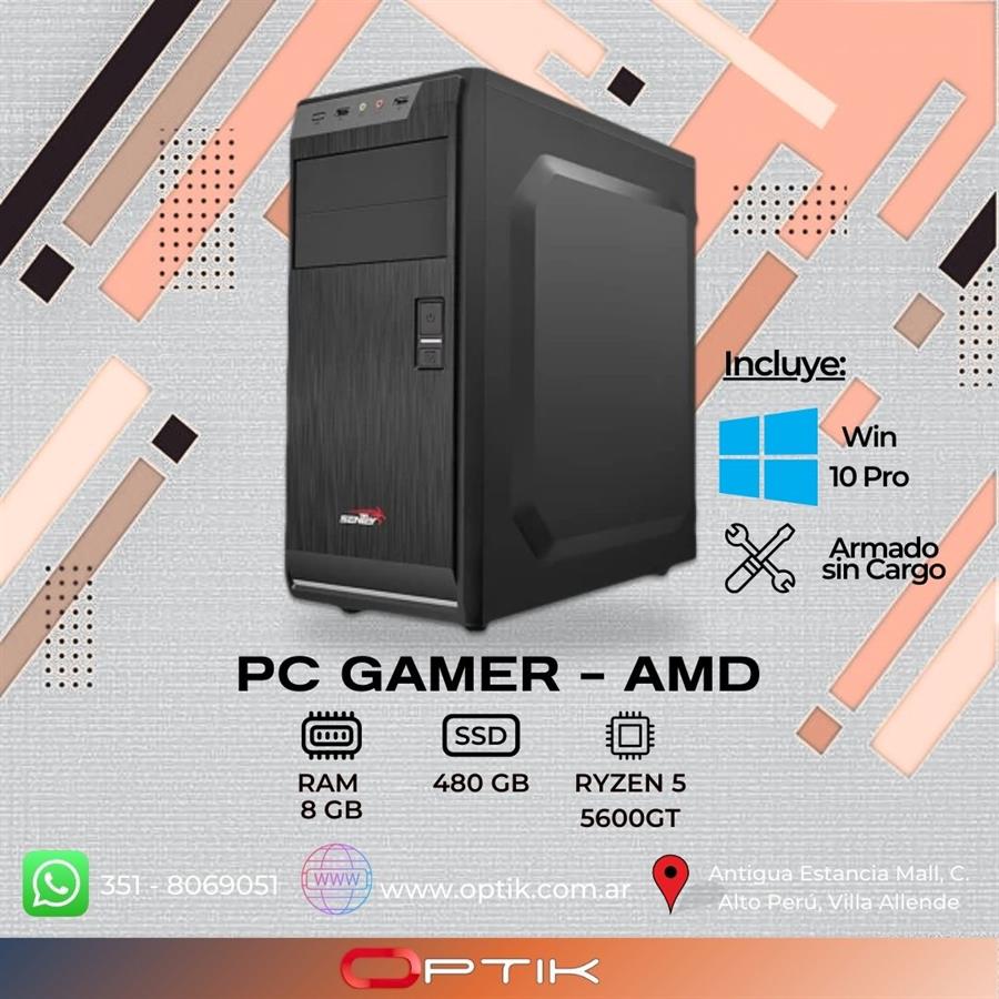 PC AMD RYZEN 5 5600G + 8GB RAM + SSD 480GB -