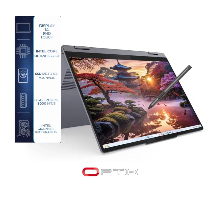 Notebook Lenovo IdeaPad 5 2-en-1 14IAL10 Intel Core Ultra 5 225U Pantalla WUXGA 14.0" / 8GB de RAM / 512GB SSD / Win11Home